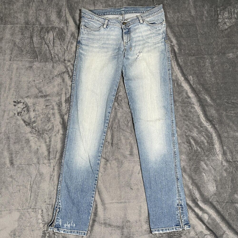 Ksubi Jeans Women Size 6 30x31 Blue Denim Skinny Light Wash Distressed Ankle Zip
